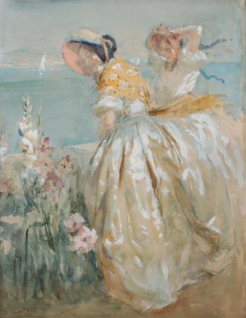Two ladies at the seaside by 
																	Antoine Calbet